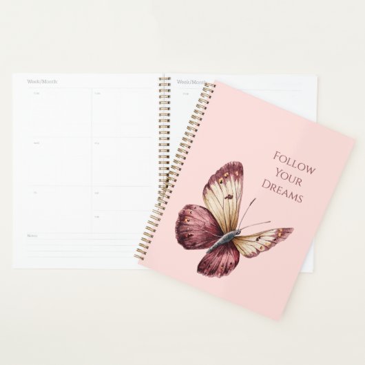 Roze Bourgondië Rode Crème Vlinder Planner (Display)