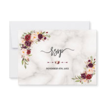 Roze Bourgondierse Marsala Bloem Goud Marmer Trouw