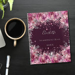 Roze Bourgondische bloemen glitter naam 2025 Planner<br><div class="desc">Een bruine achtergrond met roze faux glitter stof en bloemen. De naam wordt geschreven met een modern handgeschreven stijlmanuscript met letters. Personaliseer en voeg jouw naam,  titel en jaar toe.</div>