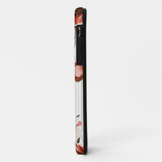 Roze Bourgondische bloemen iPhone Case (Achterkant/links)