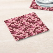 Roze Bourgondische Camo Hearts Onderzetter Set (Schuin)