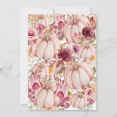Roze Bourgondische herfst bruiloft pompoen uitnodi Kaart (Achterkant)