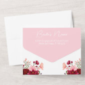 Roze Bourgondische Vrijgezellenfeest met recept All In One Uitnodiging (Achterkant)