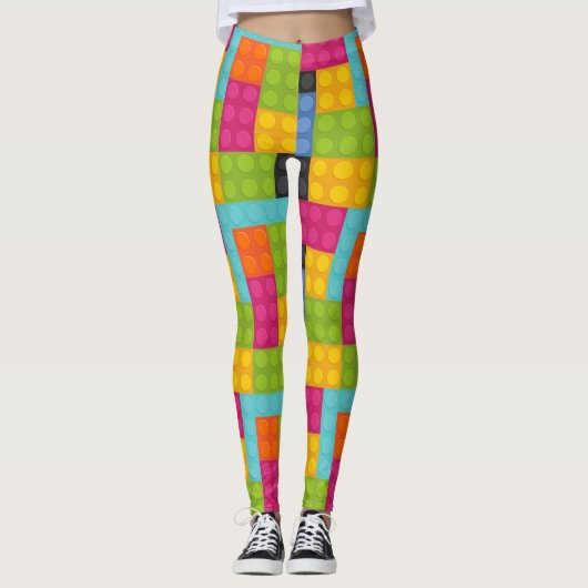 roze bouwstenen leggings (Voorkant)