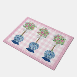 Roze boveniary Blue Roos Ginger Jar Doormat Rug Deurmat