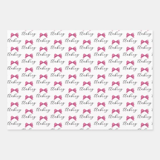 Roze Bow 12 Foto Collage Afstuderen Patterns Inpakpapier Vel (Voorkant 2)