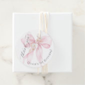 Roze Bow 1e meisje Verjaardag Onderful Dank u Bedankjes Labels (In situ)