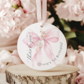 Roze Bow 1e meisje Verjaardag Onderful Dank u Bedankjes Labels