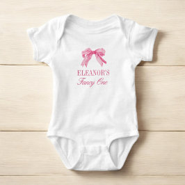 Roze Bow 1e Meisje Verjaardagsfeestje Romper