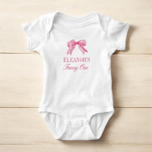 Roze Bow 1e Meisje Verjaardagsfeestje Romper