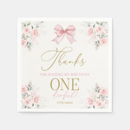 Roze Bow 1e Verjaardag Meisje Servetten