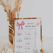 Roze Bow 1e verjaardag Milestone Board Poster