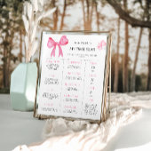 Roze Bow 1e verjaardag Milestone Board Poster