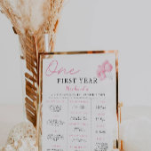 Roze Bow 1e verjaardag Milestone Board Poster