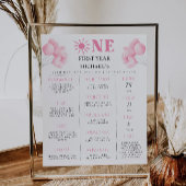 Roze Bow 1e verjaardag Milestone Board Poster