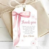 Roze Bow 1e Verjaardagsmeisje Cadeaulabel