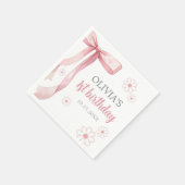 Roze Bow 1e Verjaardagsmeisje Servet (Hoek)