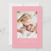  Roze Bow 2 Foto Geboorte Aankondiging (Achterkant)