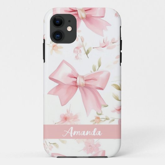 Roze Bow aangepaste naam Case-Mate iPhone Case (Achterkant)