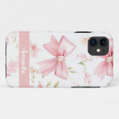 Roze Bow aangepaste naam Case-Mate iPhone Case (Achterkant (horizontaal))