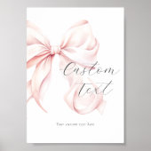 Roze Bow Aangepaste Tekst Tabel Teken Poster (Voorkant)