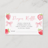 Roze Bow Aardbei Baby Meisje Douche Luier Raffle Informatiekaartje (Voorkant)