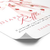 Roze Bow Aardbei Baby shower Luier Raffle Sign Poster (Hoek)