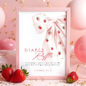 Roze Bow Aardbei Baby shower Luier Raffle Sign Poster