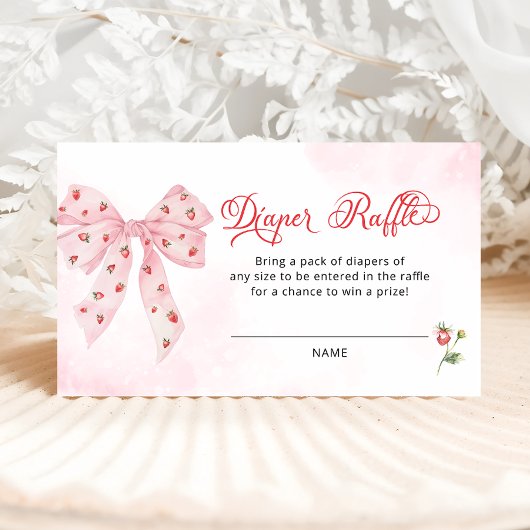 Roze Bow Aardbei Berry Sweet Diaper Raffle Informatiekaartje