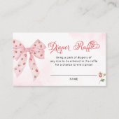Roze Bow Aardbei Berry Sweet Diaper Raffle Informatiekaartje (Voorkant)