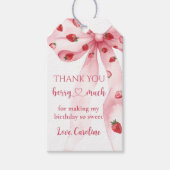 Roze Bow Aardbei Berry Sweet Verjaardag Gift Label Cadeaulabel (Voorkant)