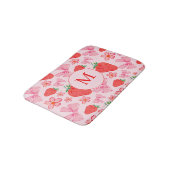Roze Bow & Aardbei Girly Monogram Badmat (Gekanteld)