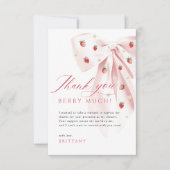 Roze Bow Aardbeien Baby shower Bedankt Card (Voorkant)