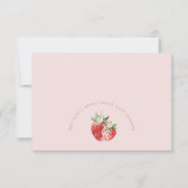Roze Bow Aardbeien Baby shower Bedankt Card (Achterkant)
