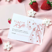 Roze Bow Aardbeien Baby shower Luier Raffle Informatiekaartje
