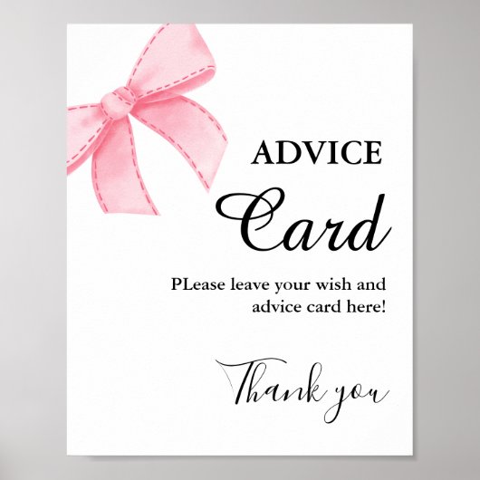 Roze Bow Advies vrijgezellenfeest teken Poster (Voorkant)