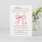 Roze Bow Aqeeqah geschulpte uitnodiging (Staand voorkant)