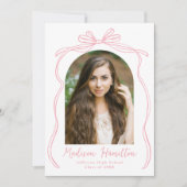  Roze Bow Arch Foto Afstuderen Aankondiging (Voorkant)