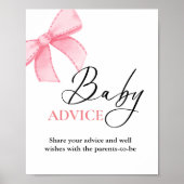 Roze Bow baby Advies baby shower spel Poster (Voorkant)