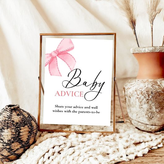 Roze Bow baby Advies baby shower spel Poster