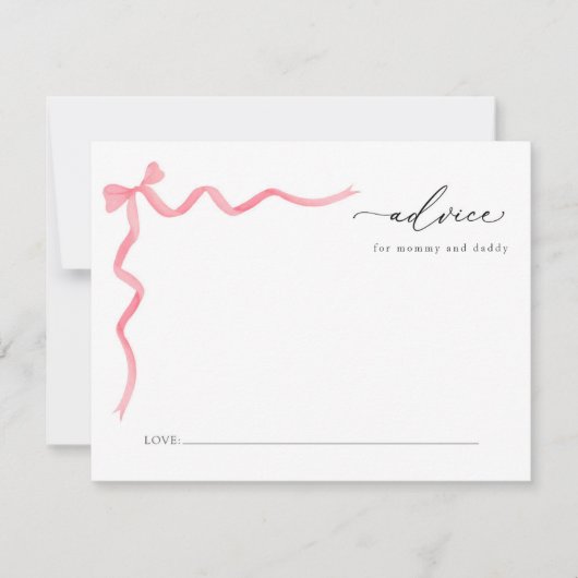 Roze Bow Baby Advies Voor Mama En Papa Kaart (Voorkant)