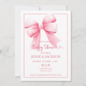 Roze Bow Baby Girl Douche Uitnodiging (Voorkant)