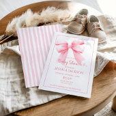 Roze Bow Baby Girl Douche Uitnodiging