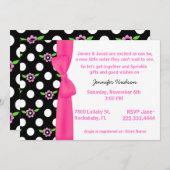 Roze Bow Baby Girl Sprinkle Showuitnodiging Kaart (Voorkant / Achterkant)