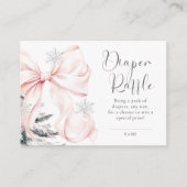 Roze Bow Baby Het Koud Buiten Baby Luier Raffle Informatiekaartje (Voorkant)
