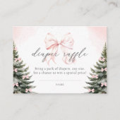 Roze Bow Baby Het Koud Buiten Baby Luier Raffle Informatiekaartje (Voorkant)