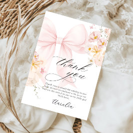 Roze Bow Baby in Bloom Baby shower Bedankt Card