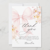 Roze Bow Baby in Bloom Baby shower Bedankt Card (Voorkant)