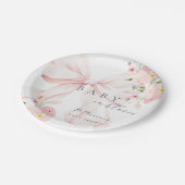 Roze Bow Baby in Bloom Baby shower Papier Bord (Gekanteld)
