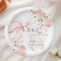 Roze Bow Baby in Bloom Baby shower Papier Bord